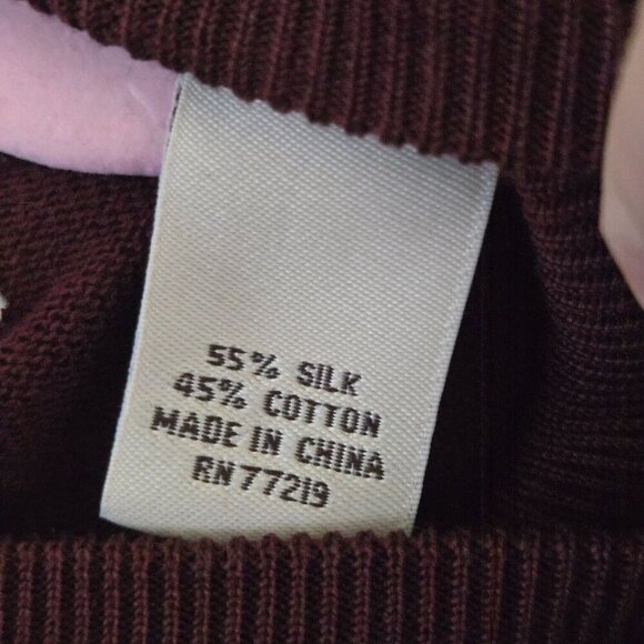 Pronto Uomo Deep Burgundy Silk Cotton Sustainable  Mock Neck Sweater Size XL - Picture 4 of 4